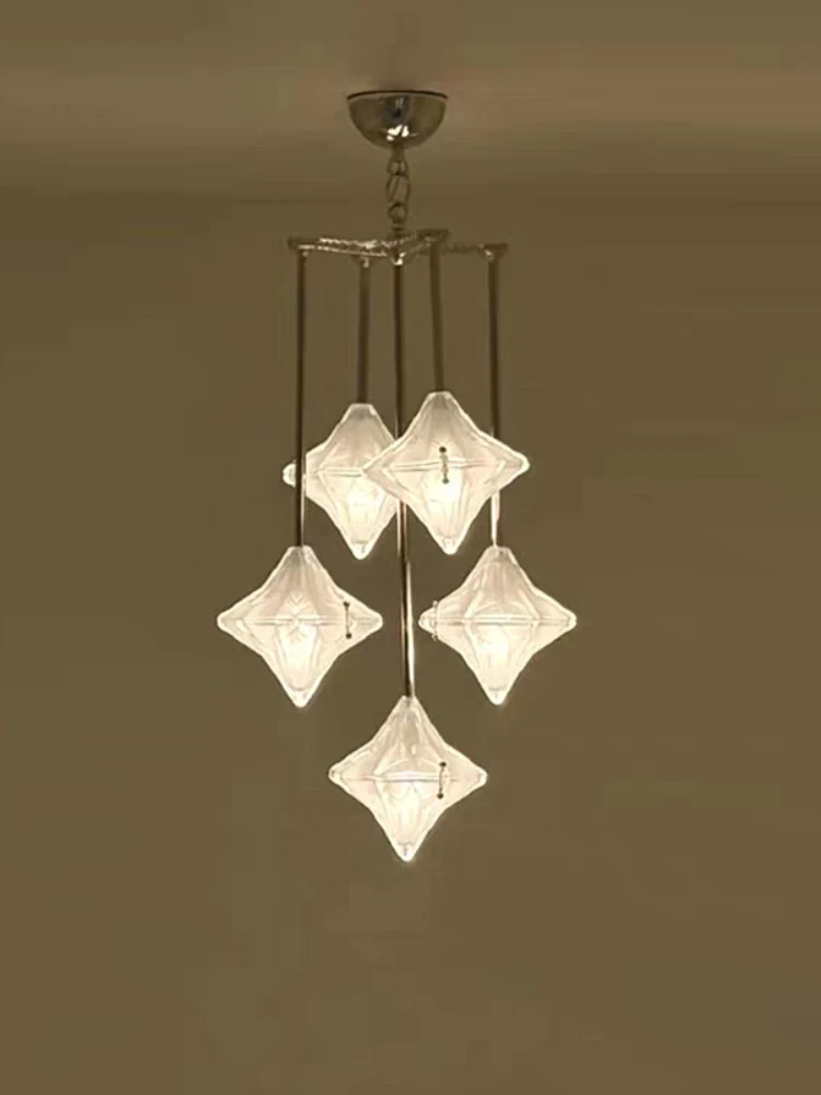 

Y Vintage glass ceiling, dining room, island platform, staircase, retro all copper designer style star light