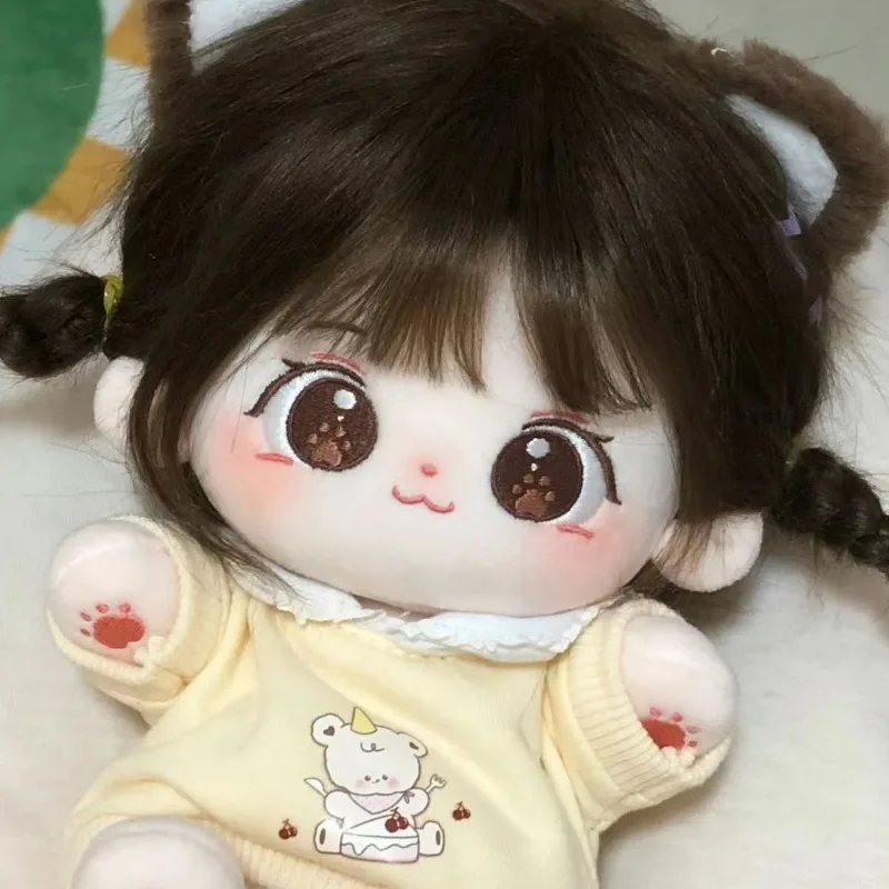 20 ซม.เปลี่ยนเสื้อผ้าของเล่นสาวหวานน่ารักตุ๊กตาผ้าฝ้าย Kawaii หวานสีน้ําตาลทอดผมตุ๊กตายัดไส้ของเล่น Body ของขวัญชุดตุ๊กตา