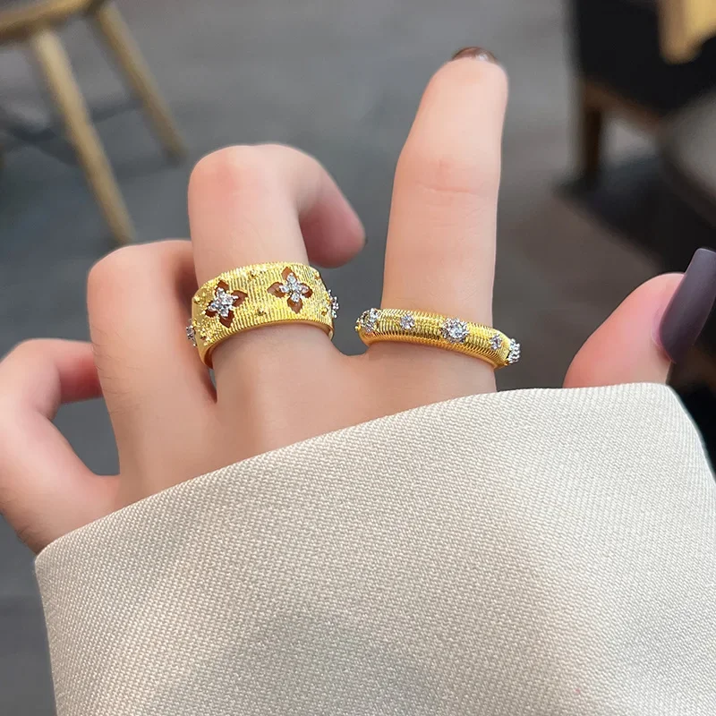 

Регулируемые широкие кольца с цирконом серебряного цвета для женщин и девочек, простые элегантные геометрические циркониевые вечерние ювелирные изделия, подарки