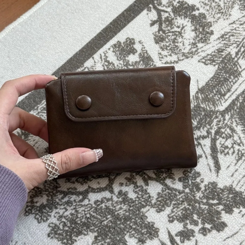 Portable Korean Retro Women Wallets Soft PU Leather Multi-Card Coin Purse Short Zipper Business Card Case Money Bag