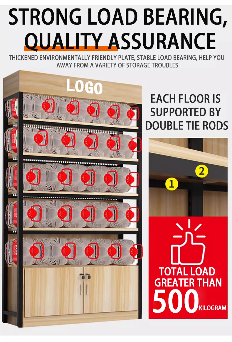 Rak Anggur Logam dan Kayu Tugas Berat Custom.Custom Buatan Pabrik Rak Display Supermarket Dijual
