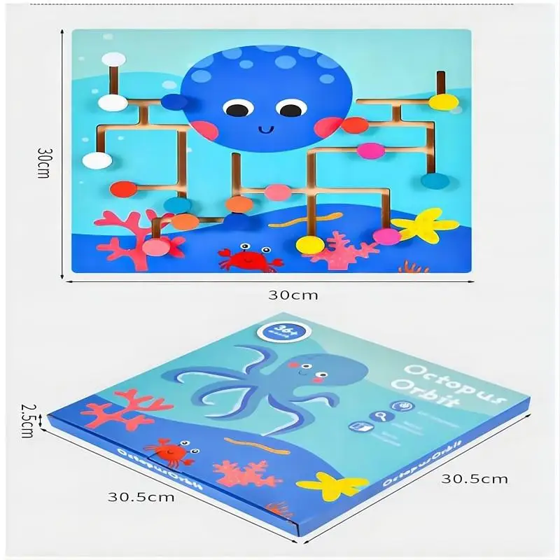 لعبة أطفال مونتيسوري خشبية لعبة الأخطبوط المتاهة المشي لعبة اللون مطابقة الأبرشية مجموعة التعلم حركة غرامة التدريب ألعاب تعليمية