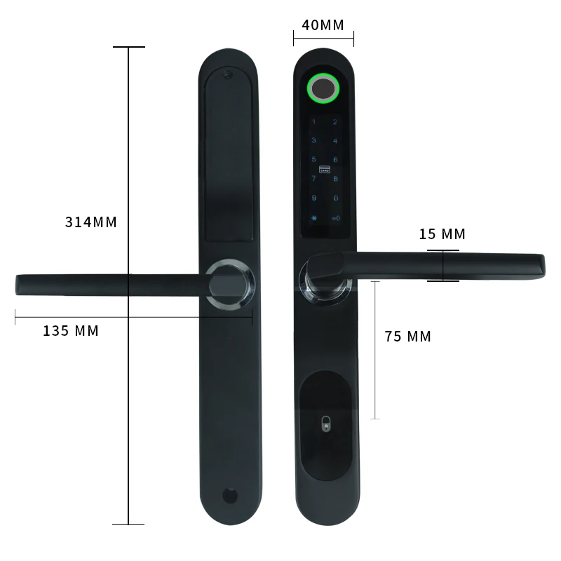 Bluetooth Waterproof Fingerprint Smart Door Lock Tuya APP RFID Card Code Keyless Electronic Aluminum/Glass Sliding