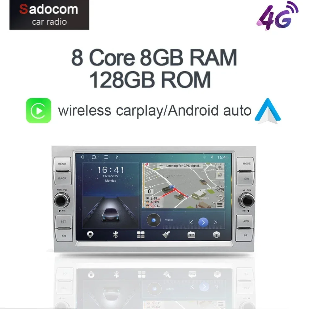 

8G + 128G Carplay 8 дюймов DSP Android 12,0 автомобильный DVD-плеер GPS Wifi стерео для Ford Focus 2 Fiesta Mondeo 4 C-Max 2005-2007 радио