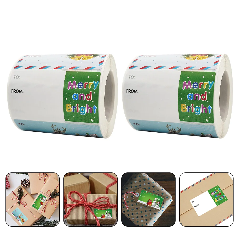 

2 Rolls Christmas Holiday Decorative Xmas Gift Decals Adhesive Sealing Labels For Gift Bags Eco Friendly Craft Seal Xmas Label