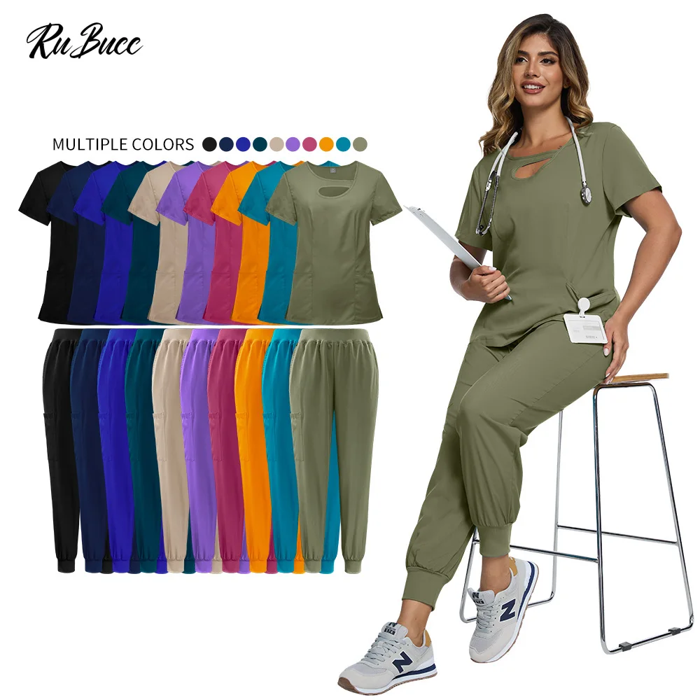 Medical Uniforms Women Jogger Suit Wholesale Price Doctor Nurse Scrubs Set Operating Room Surgical Workwear Hospital Accessories