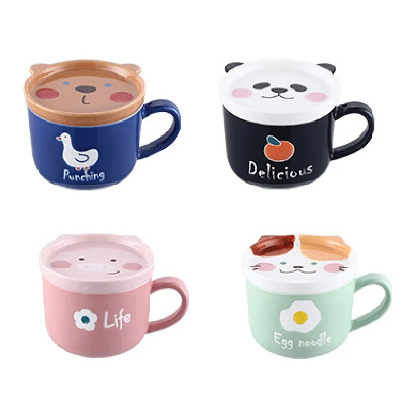Tasse à Café en Céramique avec Couvercle pour Enfant, Cadeau pour Couple, Petit Déjeuner Continental, Lait