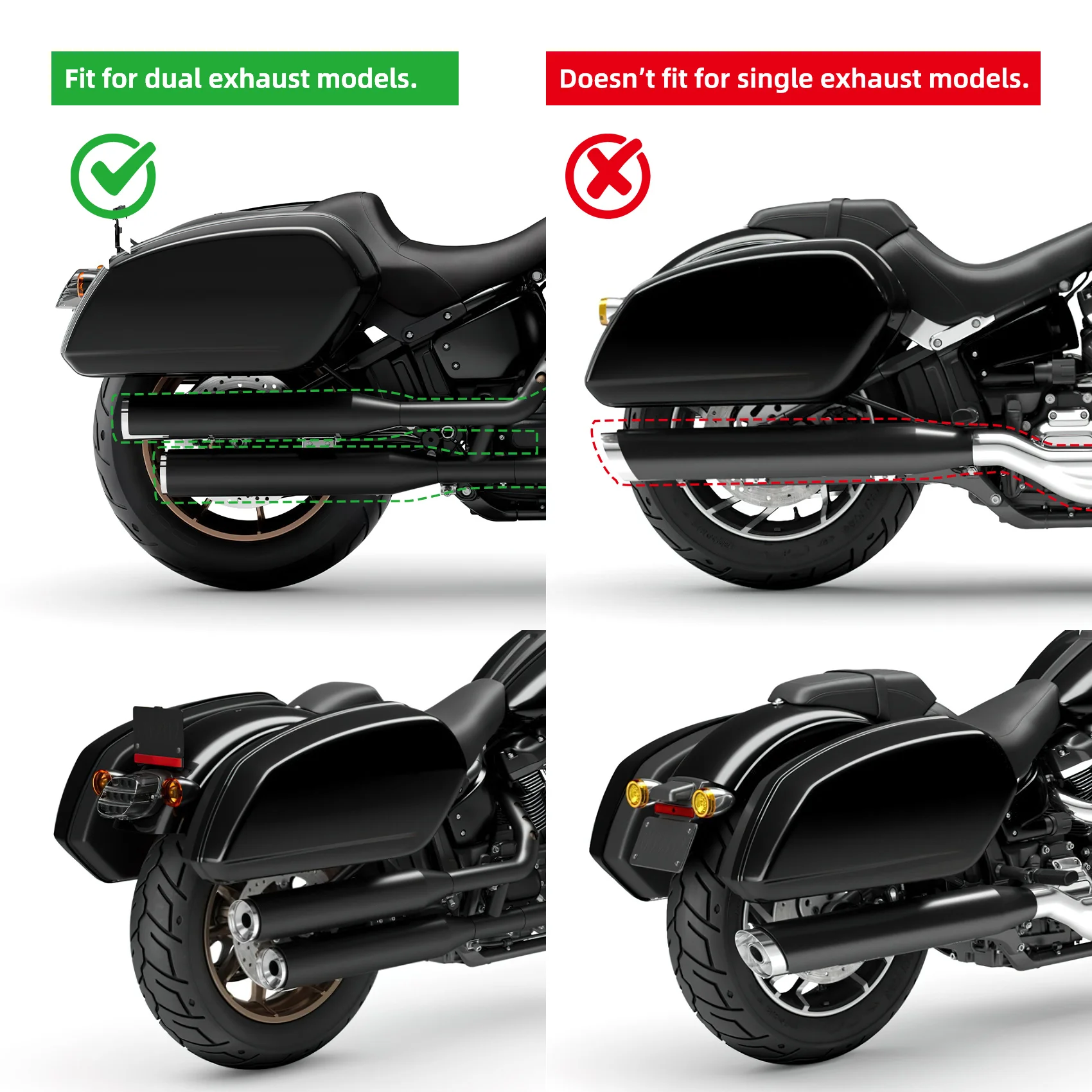 Gloss Black Saddlebags Bags For Harley Softail Low Rider ST FXLRST 2022-2024 2023 Trunk Luggage Side Boxes