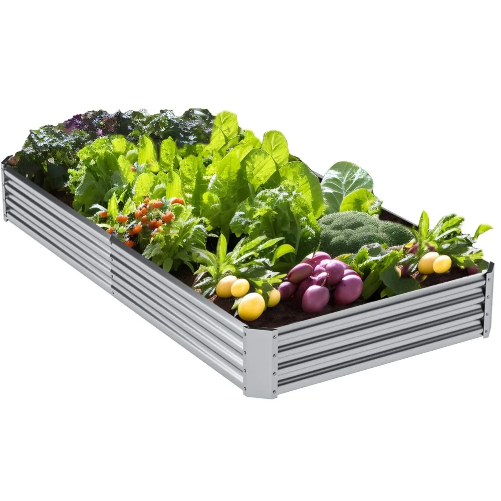 

Galvanized Raised Garden Bed 8x4x1ft,Raised Planter Box Outdoor for Vegetables Flowers,Metal Raised Garden Bed for Fruits Herbs,