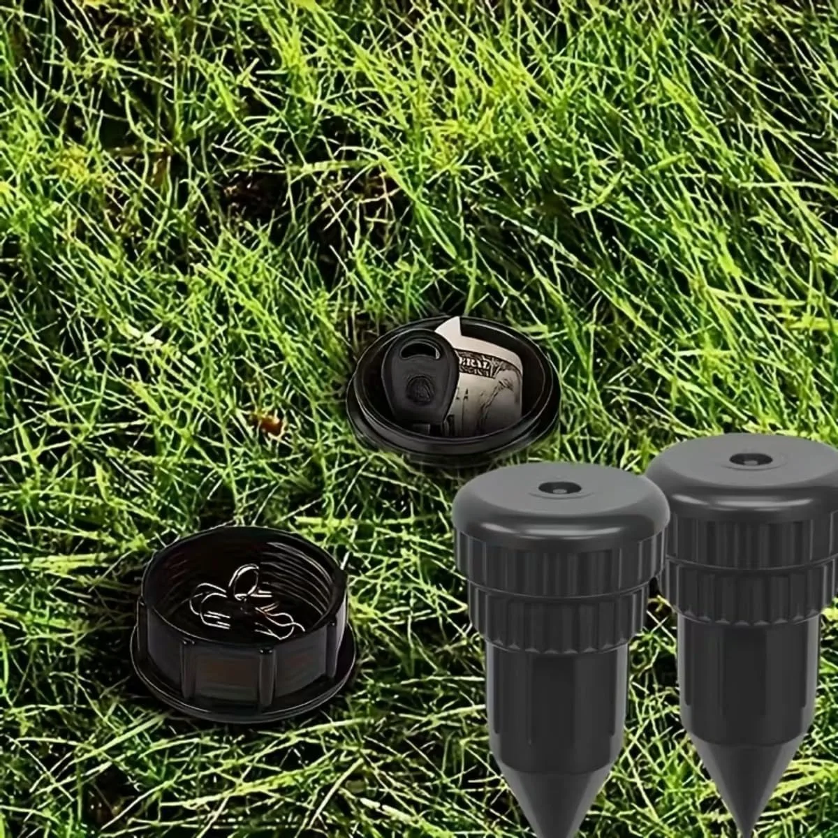 1pcs Hide-a-Key Sprinkler Head - Realistic Outdoor Spare Key Hider, Waterproof Underground Key Safe Storage Box for Yard and Garden, Secure Fake Sprinkler Key Holder for Home Security