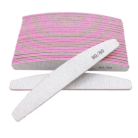 Professional Nail File for Nails 80/80 Sandpaper Strong Thick Block Files Sanding Half Moon Lime Nail Accessories and Tools