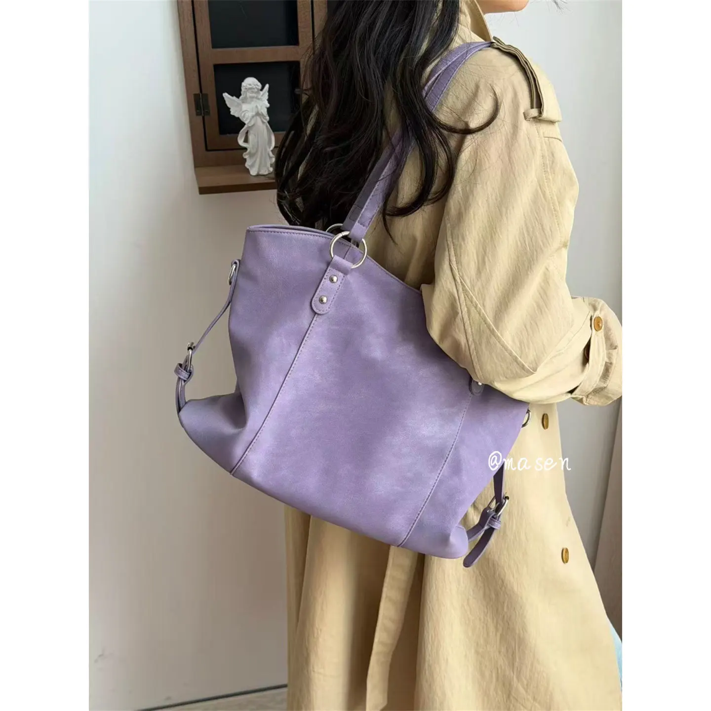 Lavender Large Capacity Tote Bags for Women 2026 Autumn High Quality Soft One Shoulder Bag Fashion Travel Daily Commute Handbag