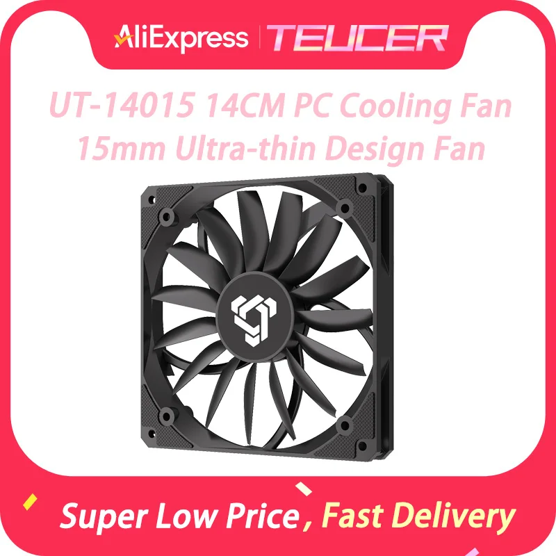 

TEUCER UT-14015 14CM Ultra Thin Cooling Fan 12V 4PIN PWM Silent High Wind Pressure Design 15MM Thickness PC Case Fan For Gamer