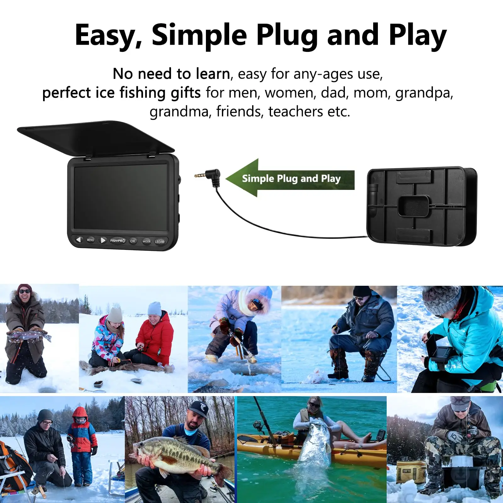 Imagem -06 - Atualização 2024 Câmera de Pesca Subaquática de com Dvr32gb hd 1080p Câmera de Pesca no Gelo com Bateria de Lítio de 10.000mah ir e Led para Escuro