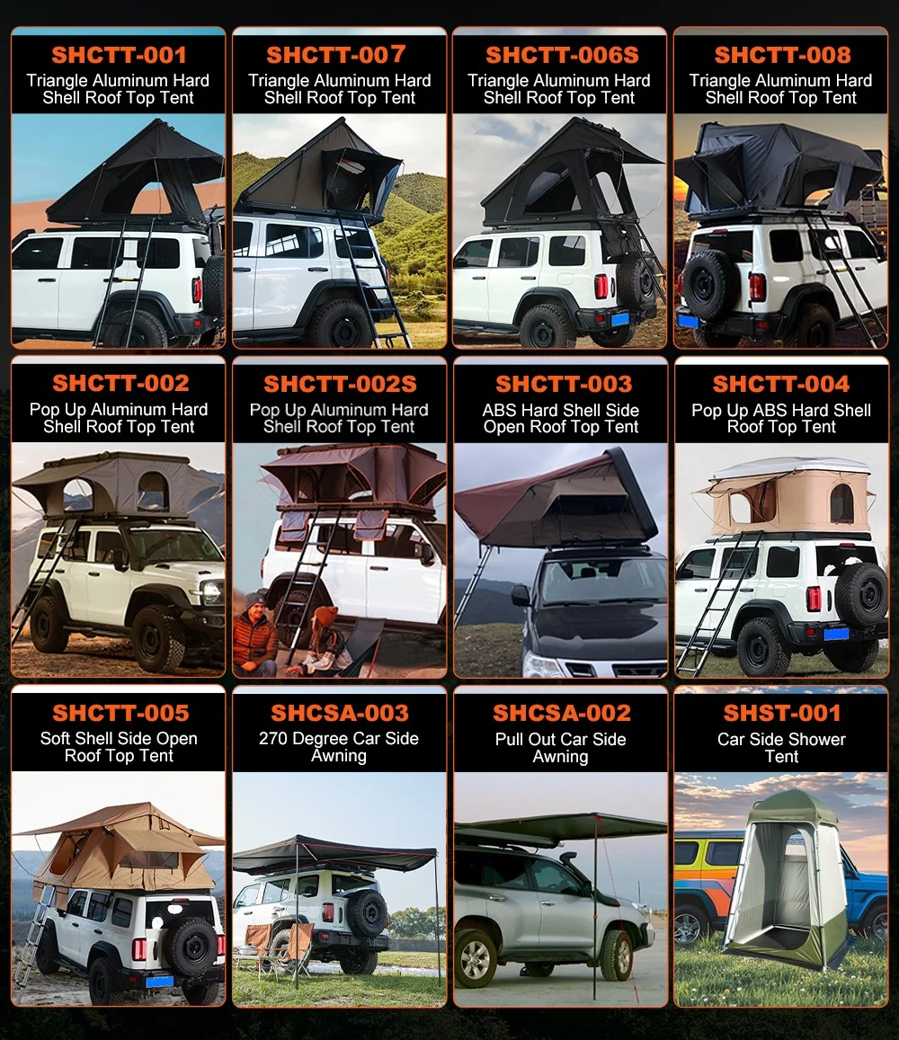Pop-up Family Camping Tent 3-4 Person Hard Shell Outdoor Use Automatic Overland Aluminum Roof Tent