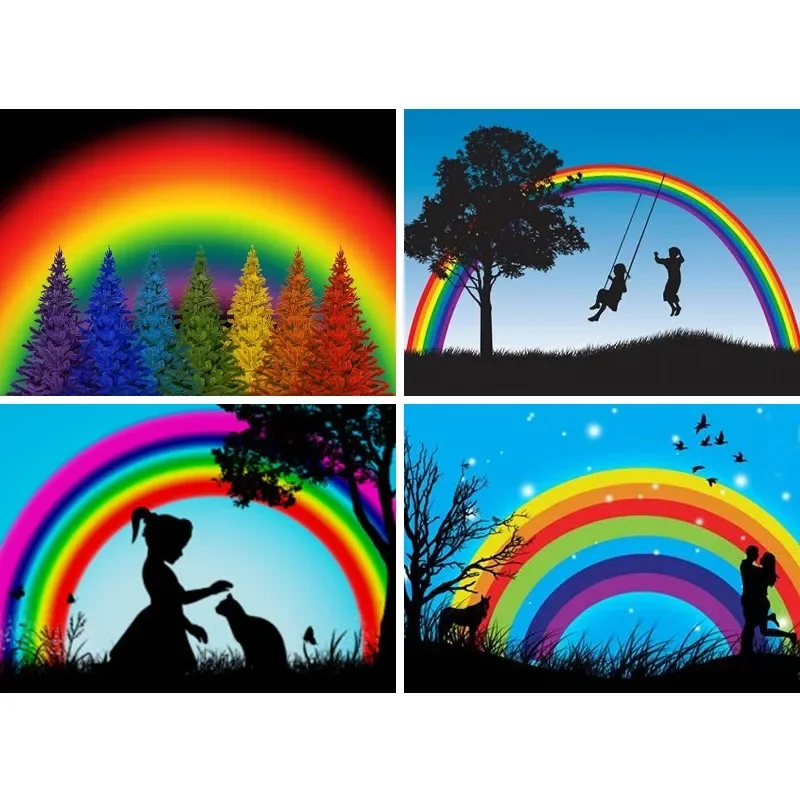 

Diamond Painting 5D DIY Rainbow Over Trees Night Scenery Diamond Mosaic Embroidery Cross Stitch Decor Handicraft Diamante