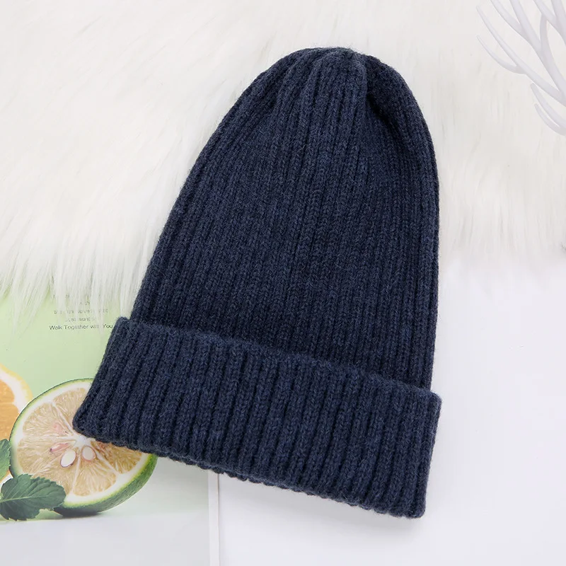 Women ladies Rabbit wool beanie hats Winter warm elastic skull cap Outdoor men solid plain knit hat Skullies gorras