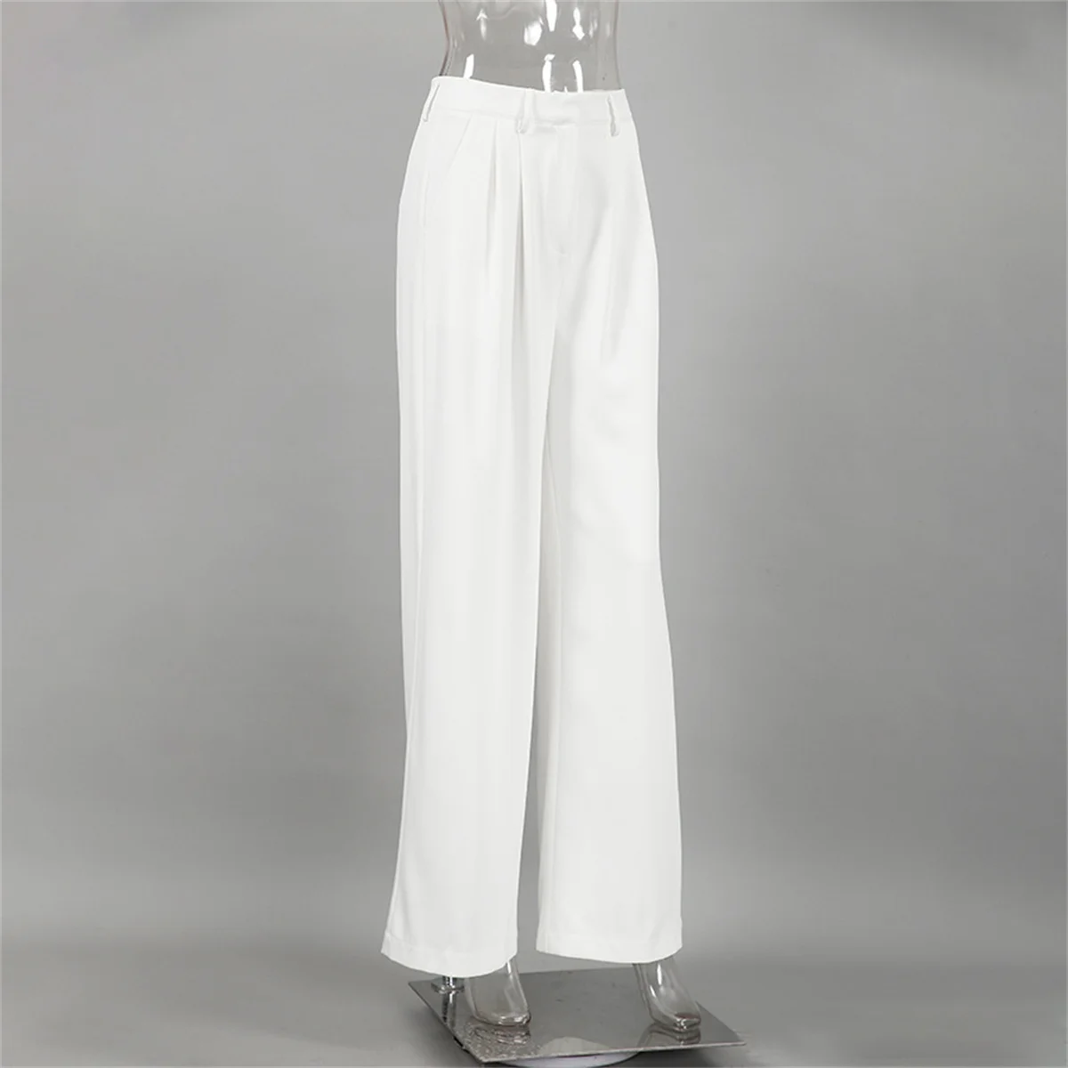 New White High Waisted Pant Women Autumn Winter Wide Leg Pants Fashion Basic Office Lady Trousers Loose Casual Elegant Clothes