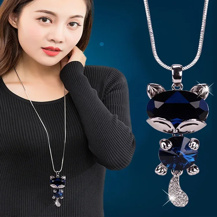 Cute Cat Long Necklaces & Pendants for Women Maxi Collier Femme Fashion Necklace Statement Colar Accessories Jewelry 2026