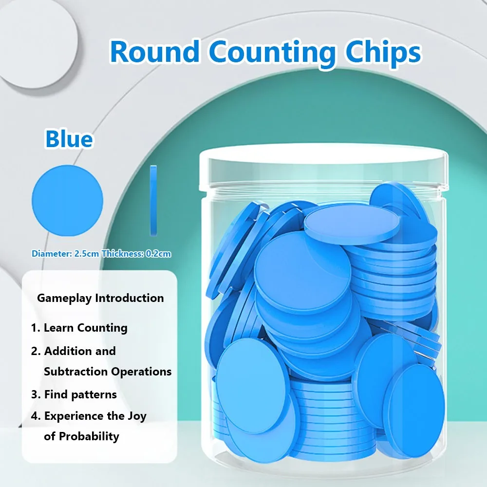 100pcs Plastic Counting Chips Addition Subtraction Operation Board Games Tokens Counting Toy Colored Round Teaching Tool
