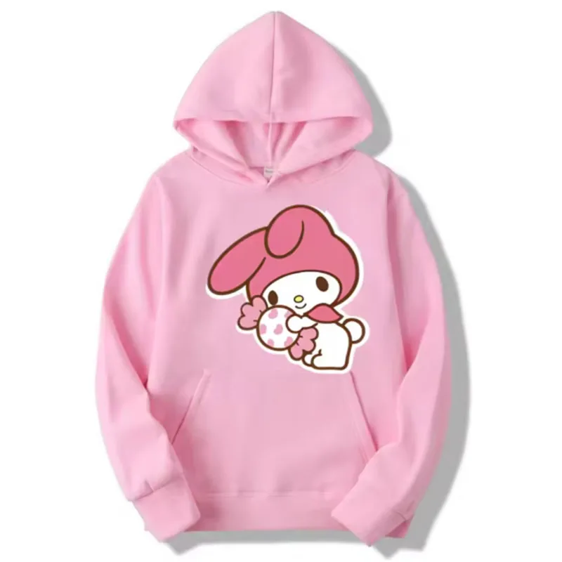 

MINISO Melody Women Hooded Pullover Sweatshirt Adorable Pastel Girlish Style Soft Fabric Trendy Kawaii Streetwear for Daily Wear