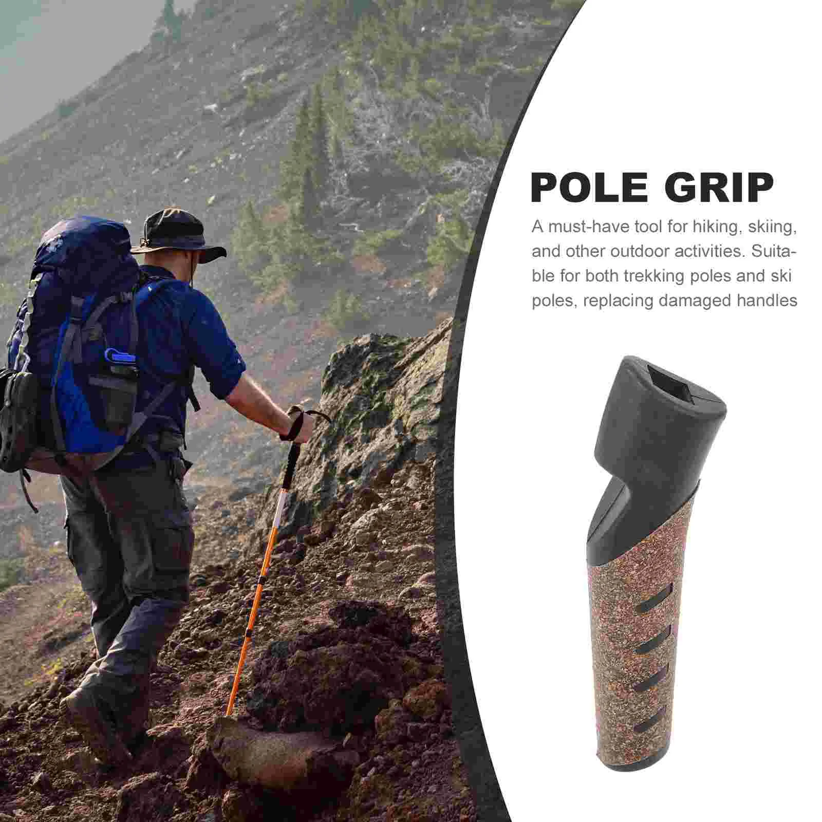 Alpenstock Accessories Walking Stick Cane Handle Sturdy Grip Trekking Pole Spherical Manual Hiking Adapter Rod Wooden