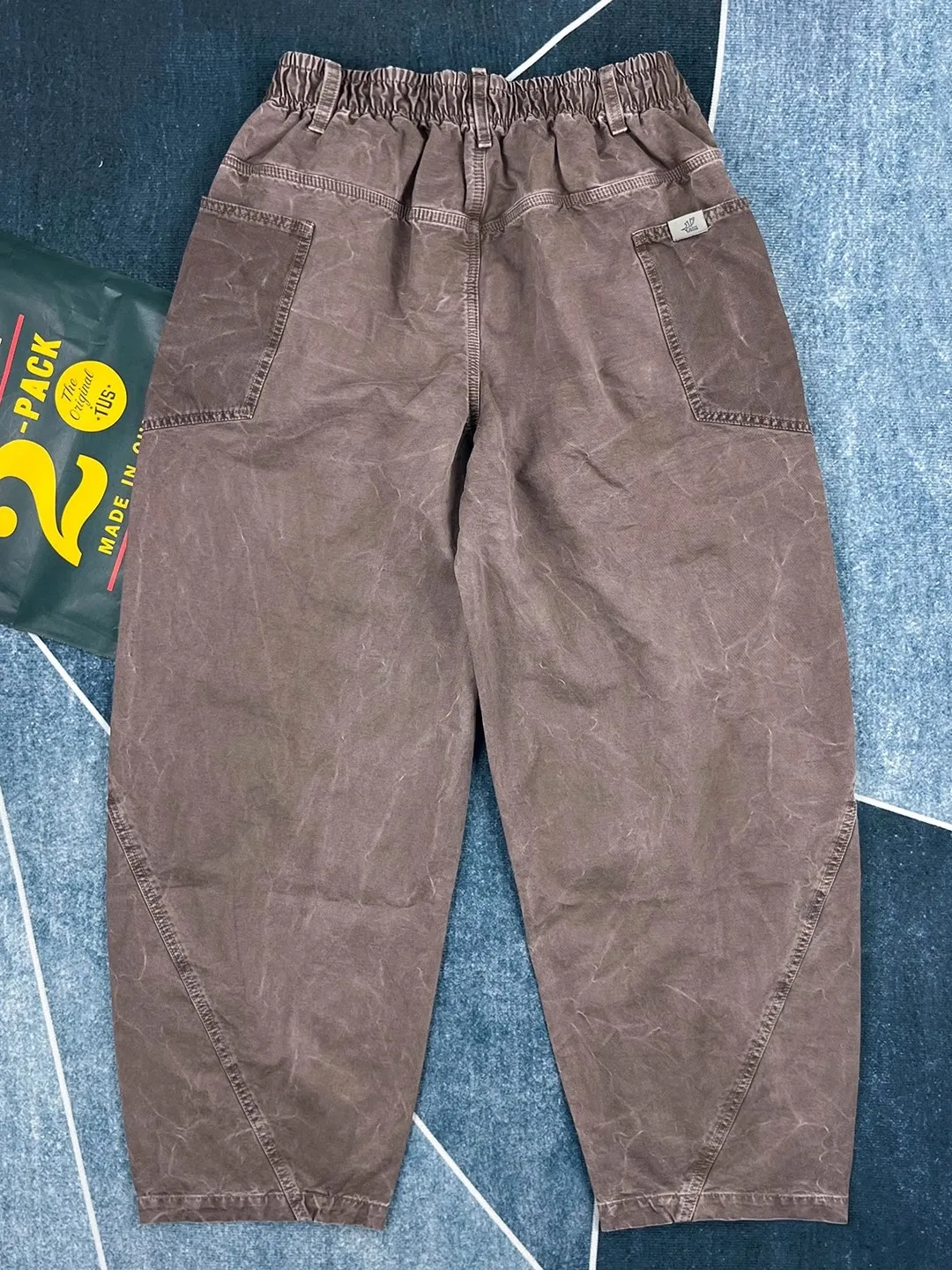 ثقيل الوزن 100% قطن مغسول Khopesh Crackle مشمع ملابس العمل السراويل الرجالية الأمريكية الرجعية فضفاض مستقيم البضائع السراويل العصرية