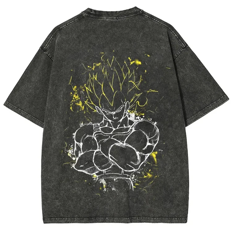 

Anime Dragon Ball Vegeta Harajuku Washed Retro T-Shirt Cotton Men Street Clothing Oversized Women Short Sleeves Unisex Y2k top