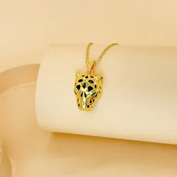 SMILE Real 18K Gold Leopard Head Pendant Necklace AU750 Natural Obsidian Pendant Women's Exquisite Jewelry Gift D0080
