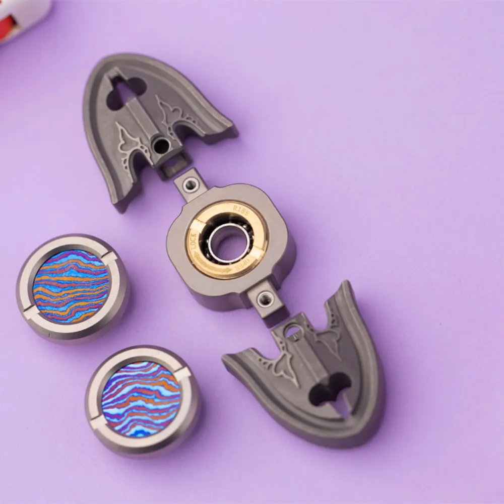 ブレインEDCフィジェットスピナー真鍮製ジャイロフィジェットトイ大人用メタルツーブレードフィジェットスピナー