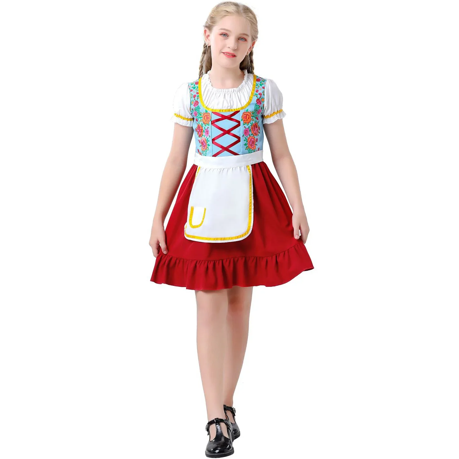 Traditionelles bayerisches Oktoberfest-Kostüm für Erwachsene Frauen, Kinderkleid, Halloween-Party-Cosplay-Kostüm, Bierfest-Outfit für Kinder – Detail 10