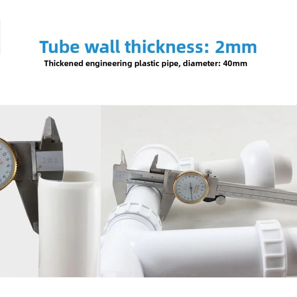Wall Mounted Sink Drain Pipe with Dual Outlet and U Bend Water Seal Trap to Block Sewer Gases Constructed from PP