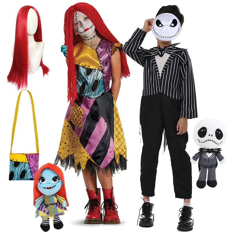 

Halloween Sally Jack Cosplay Kostuum Voor Meisjes De Nachtmerrie Voor Kerst Sally Jurk Kids Classic Jack Skellington Kleding