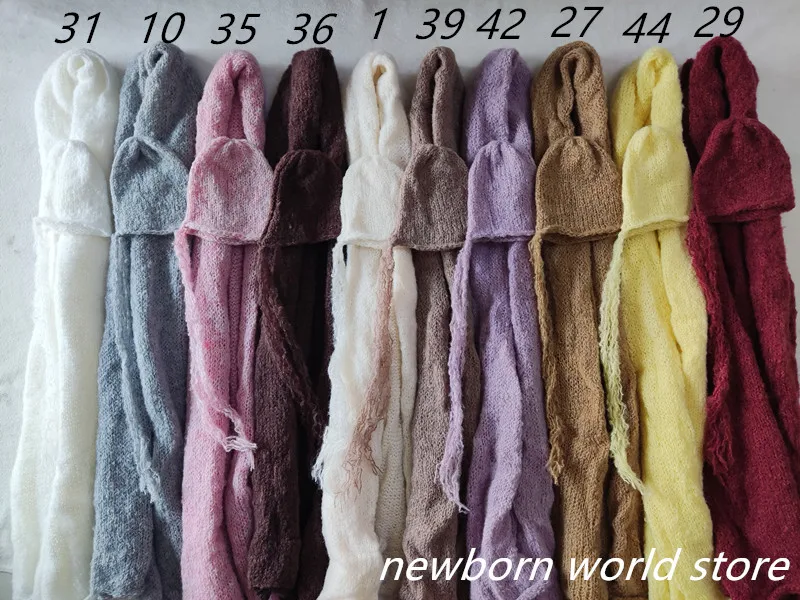 newborn photography props  stretch wool mohair hat and long wrap