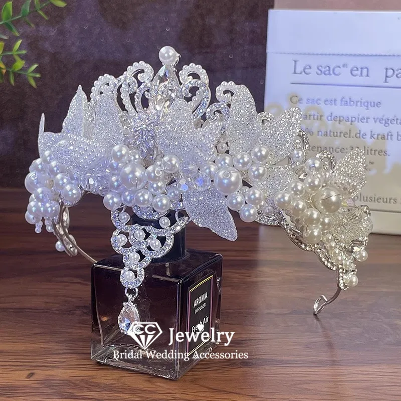 

CC Baroque Tiaras Women Hair Accessories Women Hairbands Engagement Hairwear Bridal Dress Crystal Pendant Coronets Crowns AN430