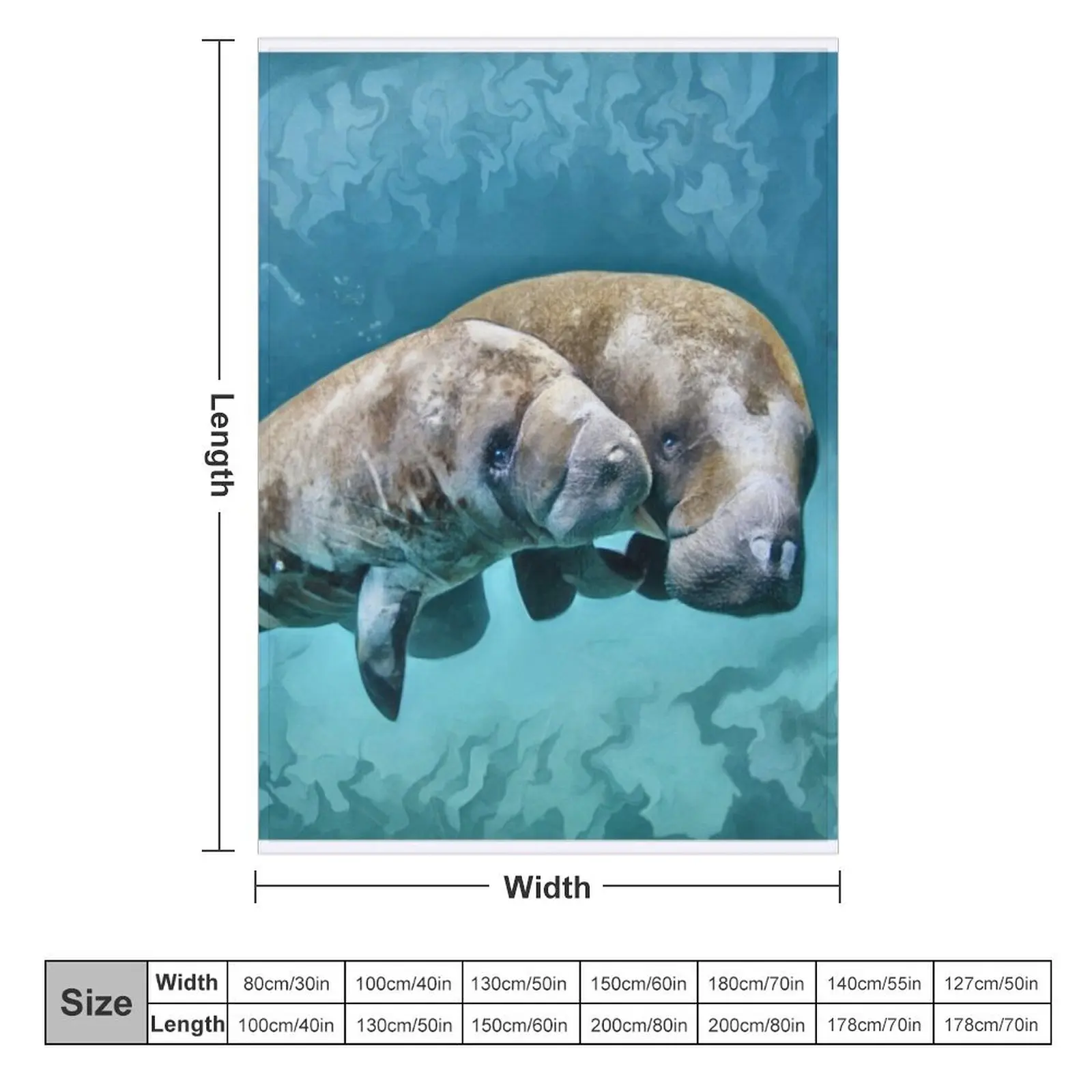 Manatees Swimming Throw Blanket Heavy for sofa Large Blankets