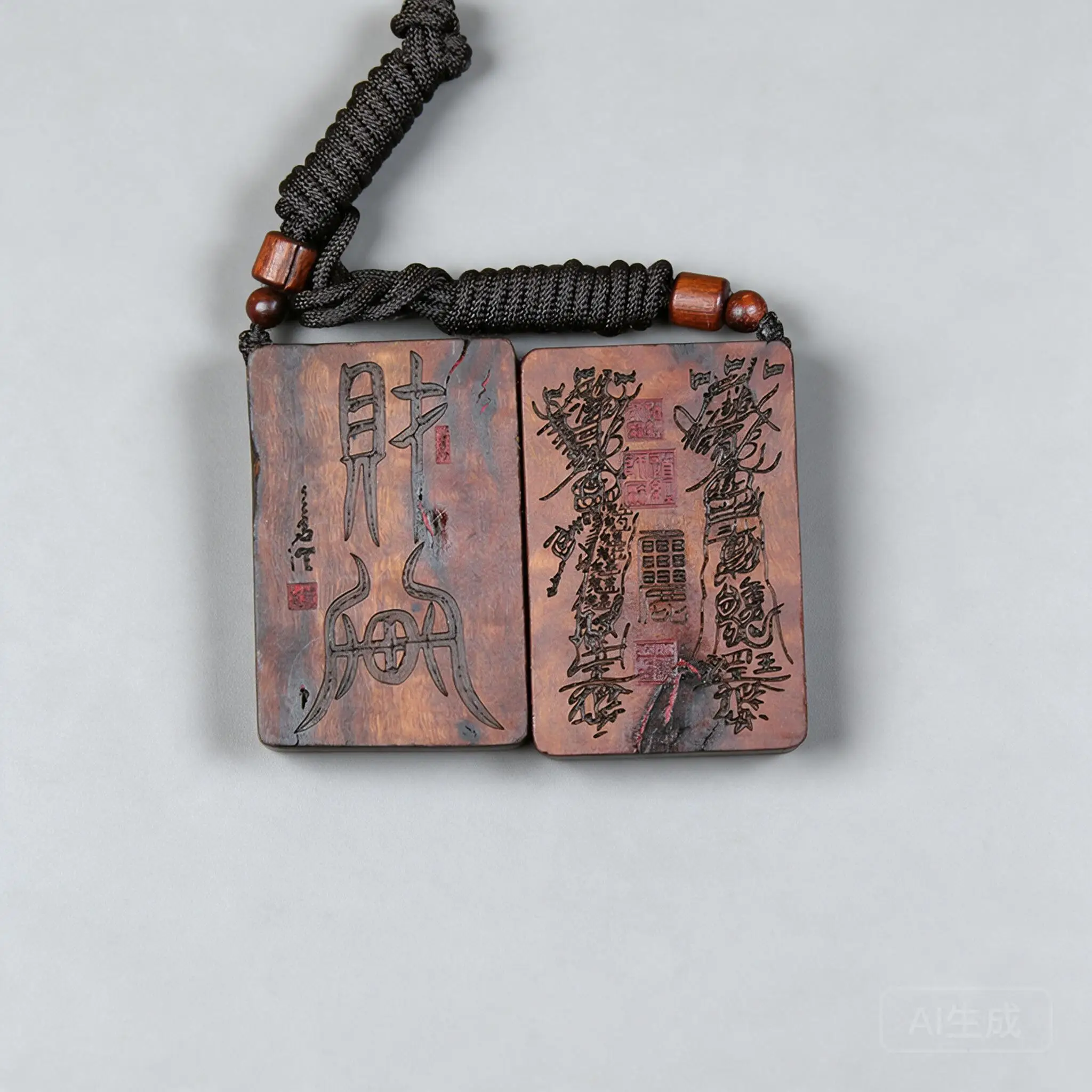 Chinese Style Lightning Struck Jujube Wood Carved Five Thunder Five Way Wealth Treasury Wushi Pendant Lucky Blessing Amulet Gift