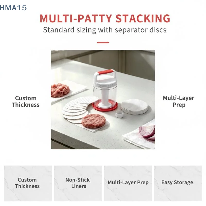 Multi-Layer Burger Patty Maker With Storage Container,Non-Stick Beef Press Mold Freezable Hamburger Patty Box For BBQ Camping