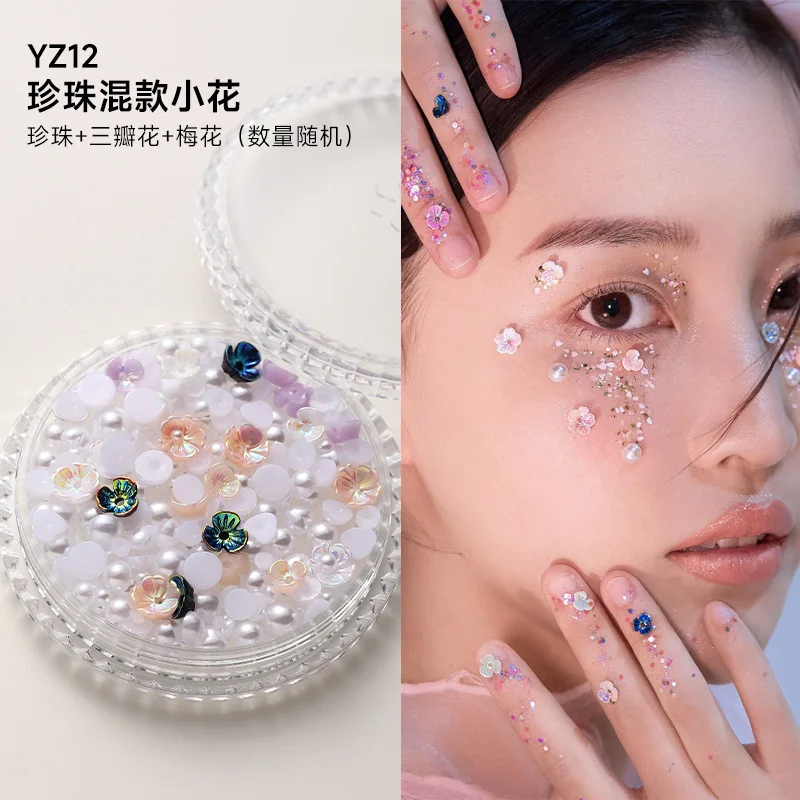 1 boîte yeux visage maquillage Patch papillon diamant décoration du visage perle adhésif strass paillettes paillettes bricolage Nail Art décor