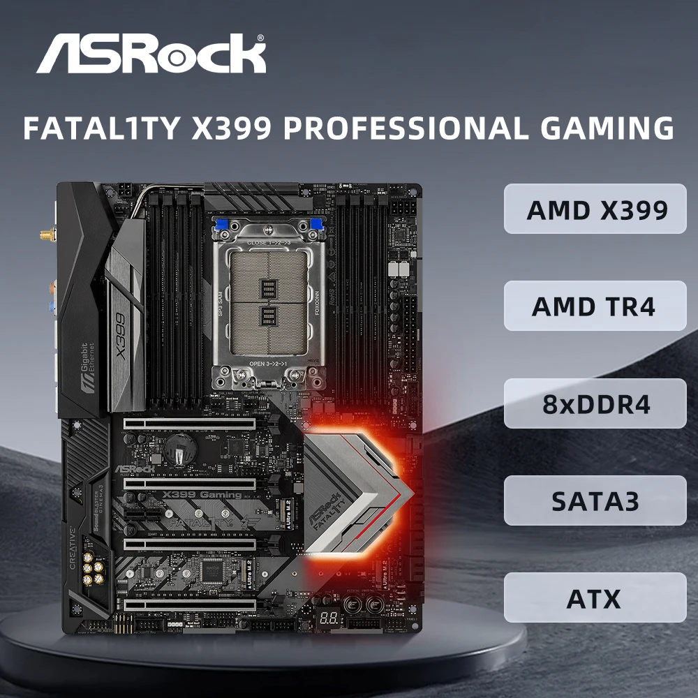 ASRock X399 Профессиональная игровая материнская плата AMD TR4 с поддержкой Ryzen Threadripper 2990WX 2970WX 2950X 8xDDR4 3600 МГц M.2 ATX