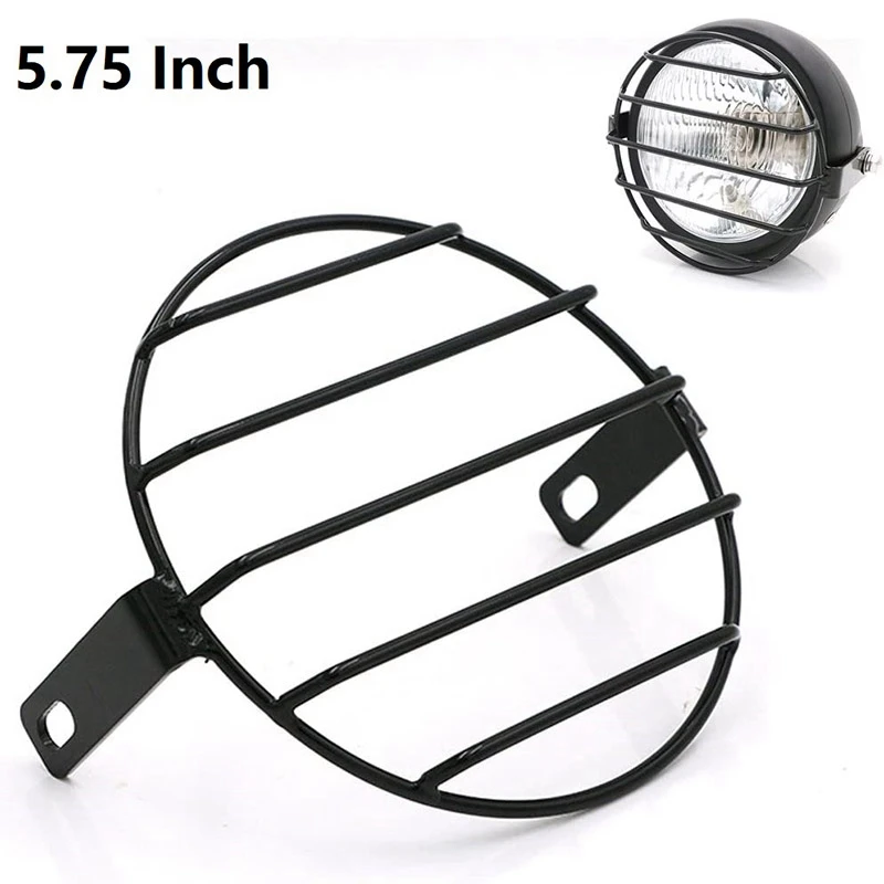 Motorcycle 5.75 Inch Headlight Grille Side Mount Head Light Lamp Cover For Cruiser Chopper Bobber Old School Cafe Racer