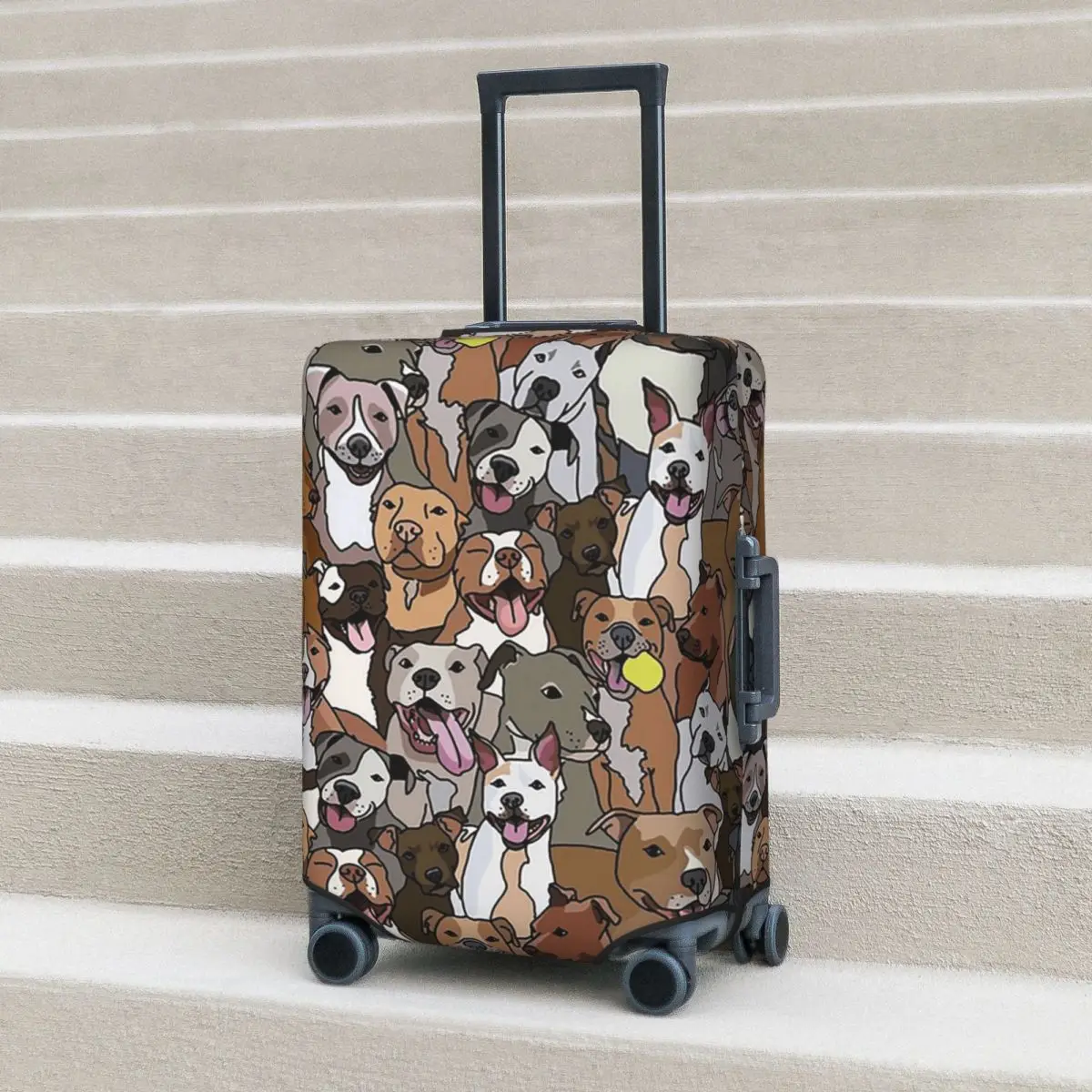 

Pitbull Dog Pattern All The Mutts Suitcase Cover Protection Elastic Travel Luggage Protector Covers for 18-32 Inch