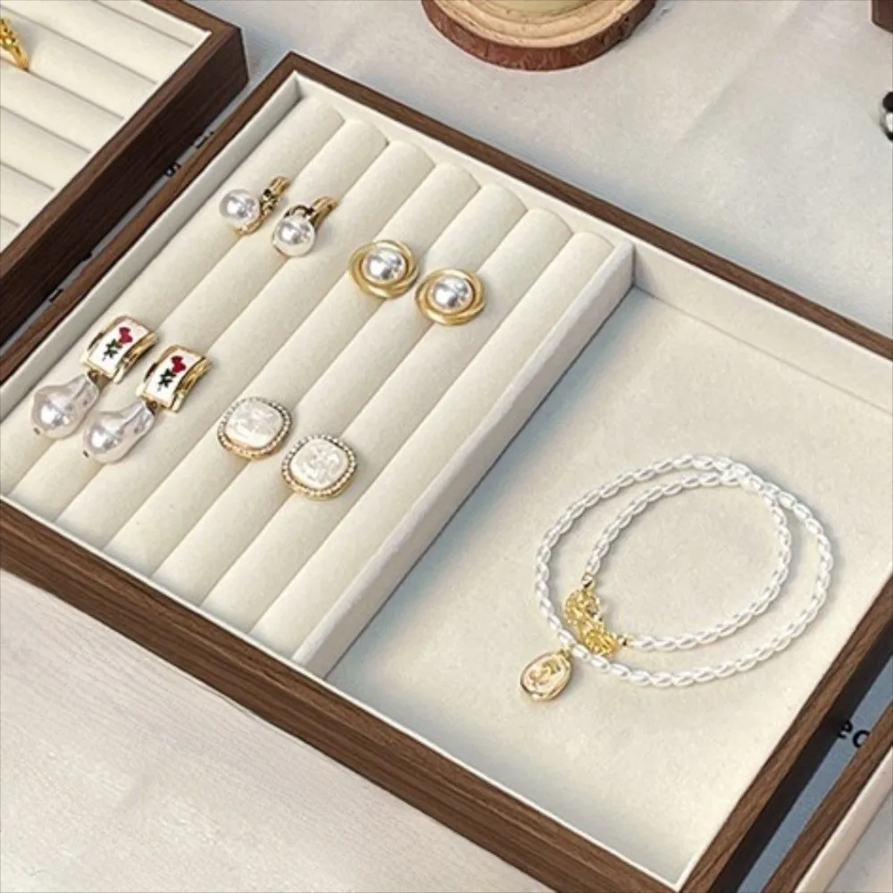 

Штабелируемая шкатулка для драгоценностей из орехового дерева, ретро-браслет, держатель для ювелирных изделий, ожерелье, многофункциональный поднос для ювелирных изделий из зерна, домашний