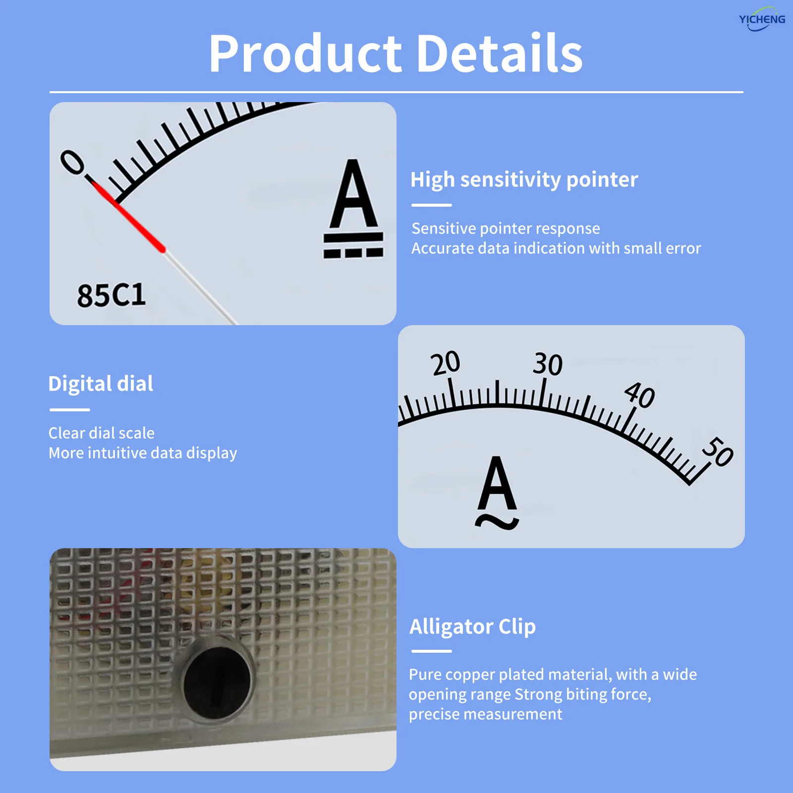 1Pcs 85L1 AC Pointer type ammeter 1-50A Direct connection.30-1000/5A It needs to be paired with a current transformer to be