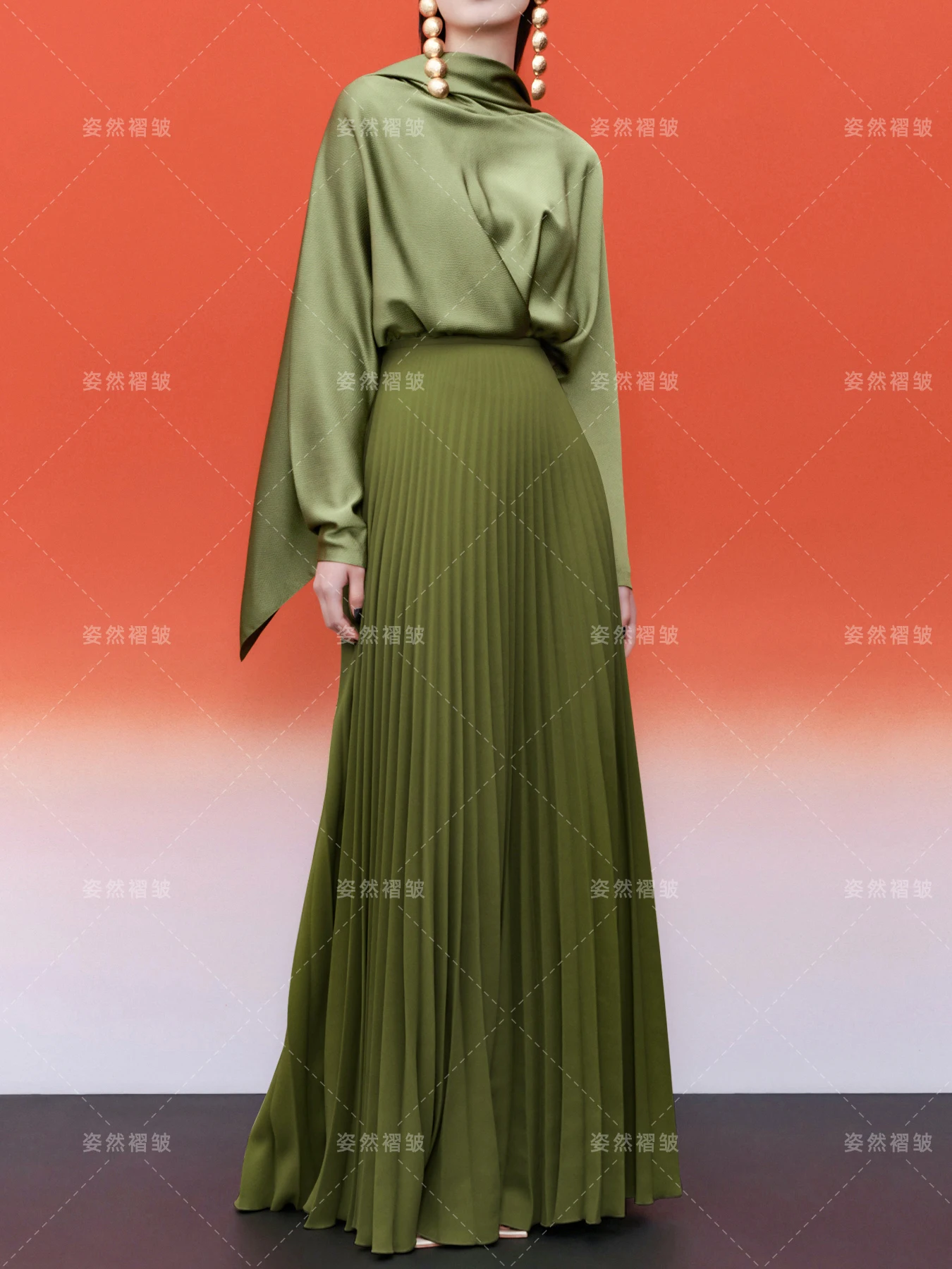 

Plus Size Woman Clothing 2 Piece Sets Fashion Long Sleeves Tops And Pleated Skirt Women Elegant Evening Party Luxury Outfit 2025