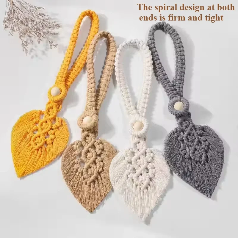 Leaf Tassel Macrame Curtain Tieback Hand-Woven Cotton Rope Curtain Tie  Suitable For Living Room Bedroom Home Decoration 띠를 매다