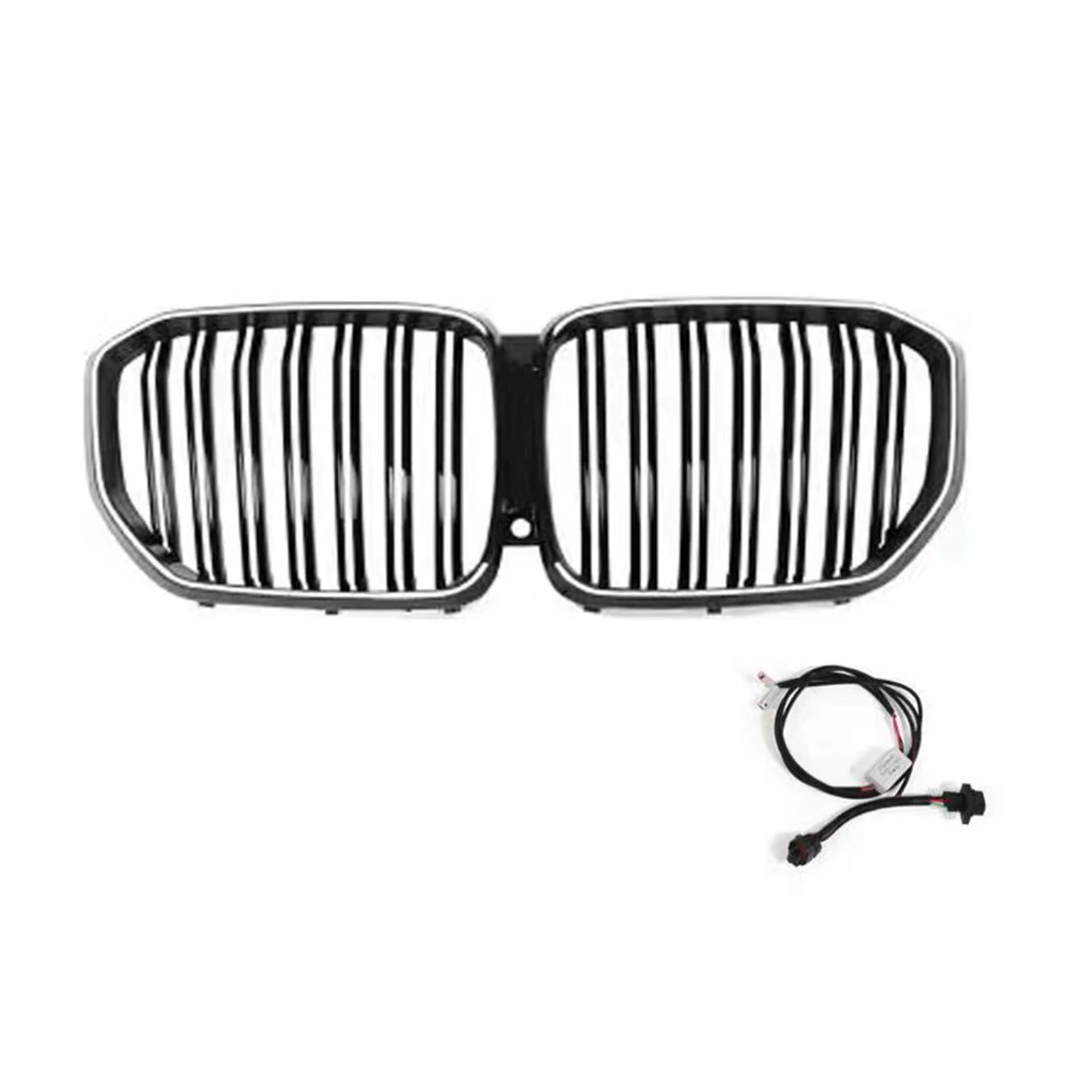 Front Kidney Grille Racing Grill With LED Light For BMW X5 X5M G05 2019-2023 Black Upper Bumper Hood Mesh Grid