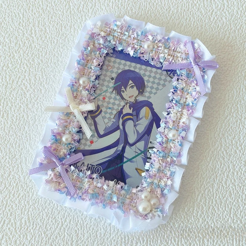 1Pc Anime Lace Photo Card Holder for Girls Lace Ruffle ID Photo Card Bumper Cover Case Protector Badge Card Holder