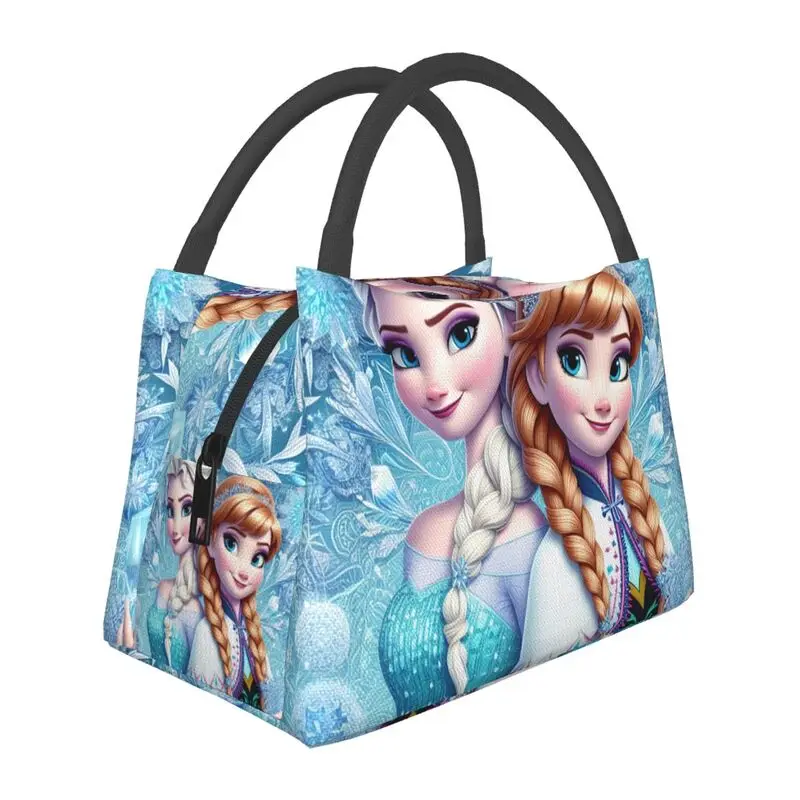

Frozen Princess Elsa Anna Insulated Lunch Bags for Women Portable Thermal Cooler Lunch Tote Office Picnic Travel