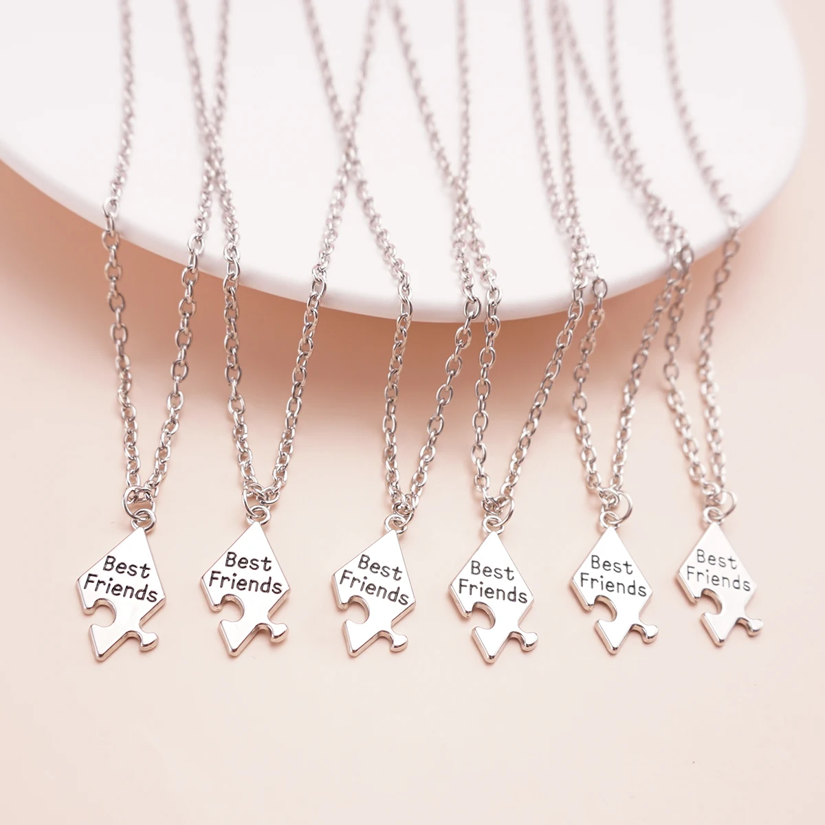 6 Pcs/Set Best Friend Pendant Necklace For Women Friendship Necklace Alloy Pendant Bff Friendship Jewelry Accessories Gift